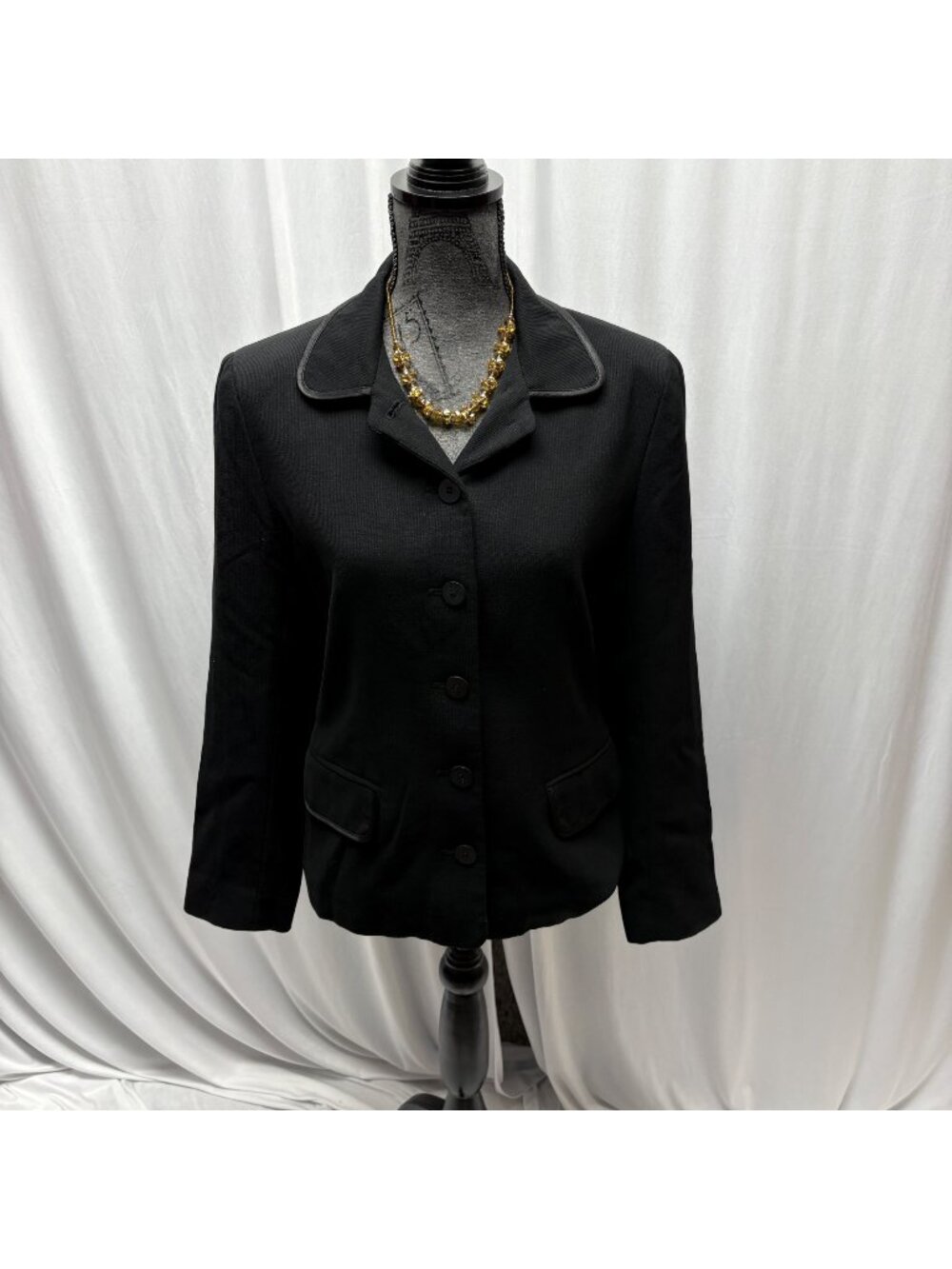 The Limited Womens Black Wool Blazer Size 6 Lined Button Front Classic Office
